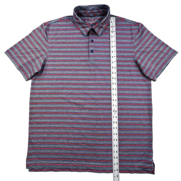 Vineyard Vines Performance Polo Medium Blue Red Stripe Golf Stretch - Picture 8 of 8